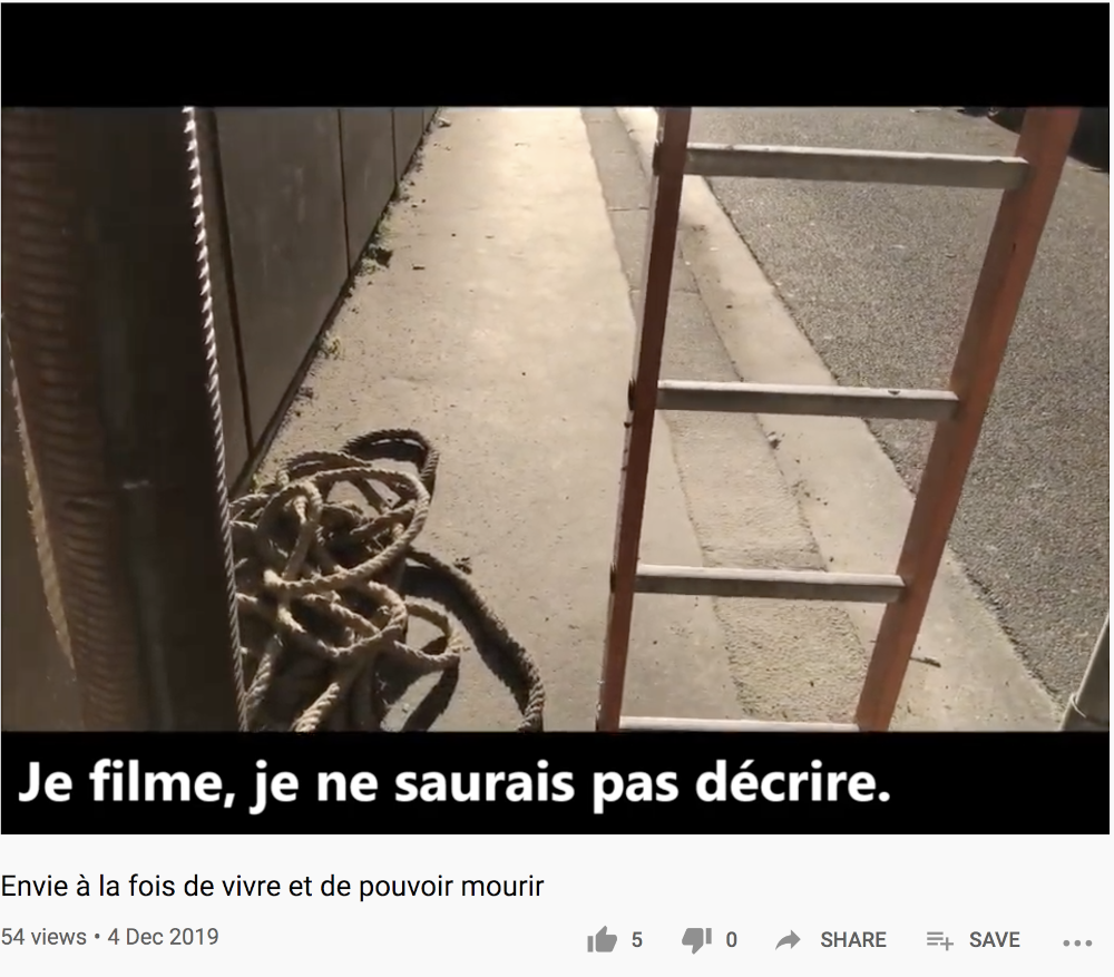 Milène Tournier, filmer au lieu de décrire, « Envie à la fois de vivre et de pouvour mourir », 4 décembre 2019