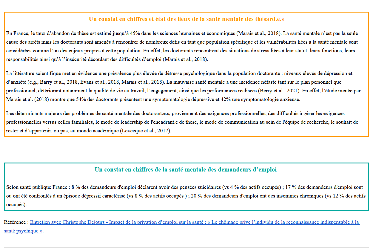 Figure 6. Extrait du module optionnel sur la santé mentale