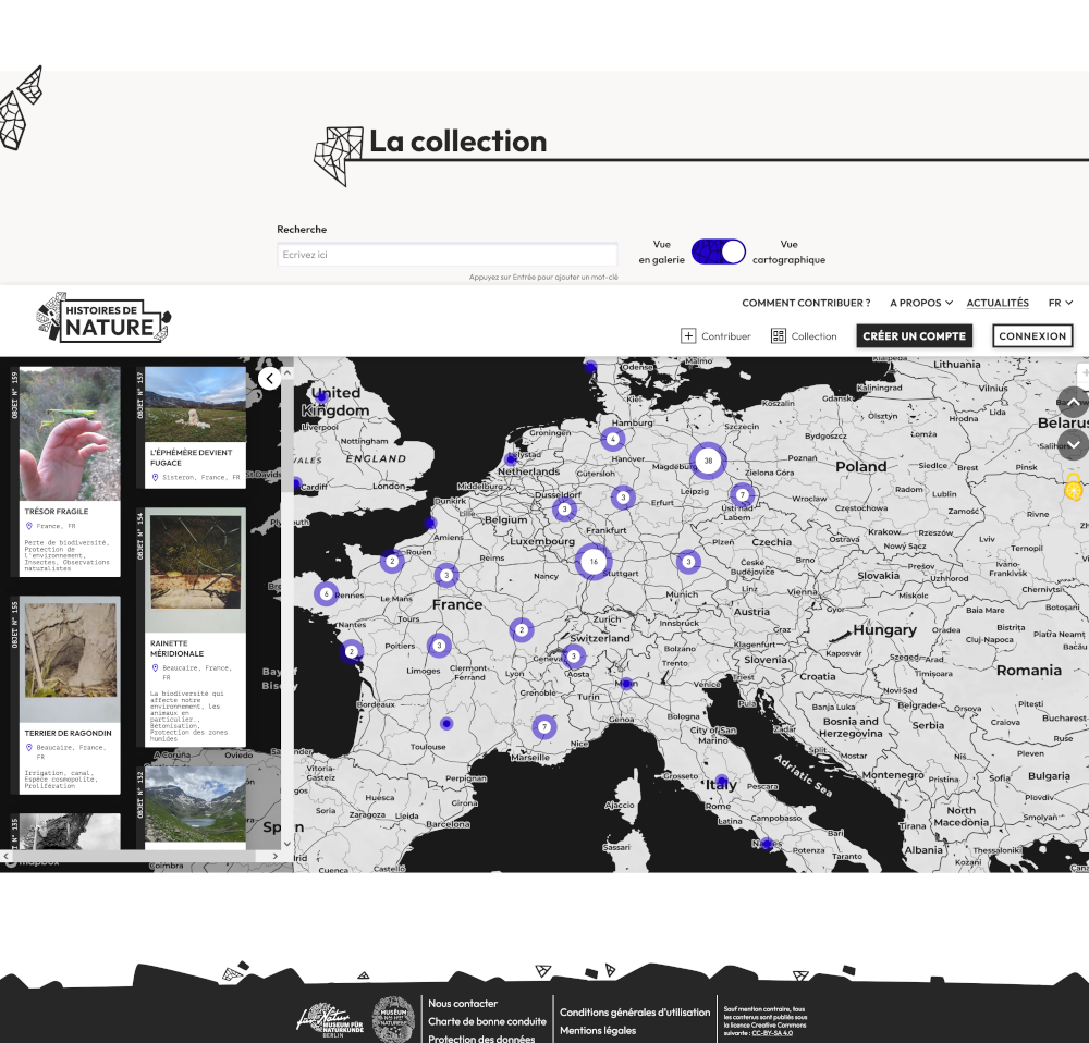 Figure 2. Collection Histoires de nature, vue cartographique