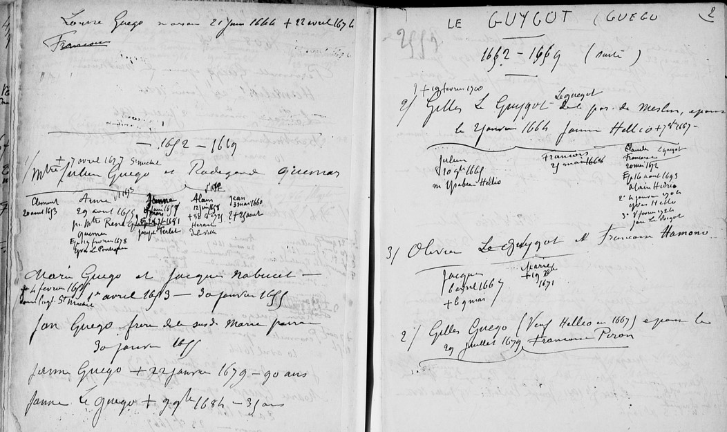 Figure 10. Fiche de la famille Le Guygot