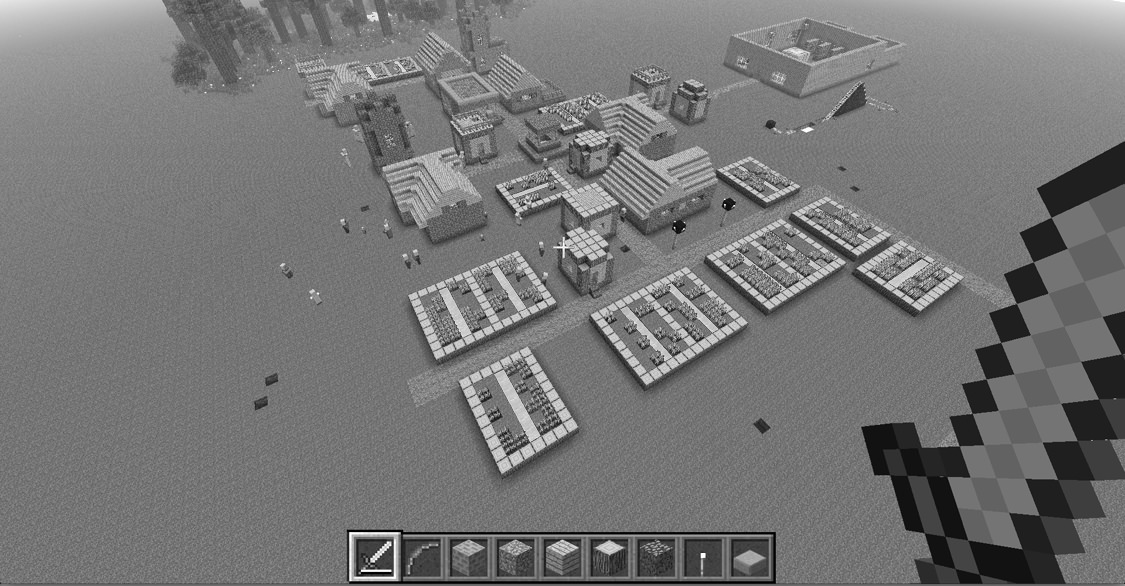 Bibliothèque du futur dans Minecraft, conçue par Andrew et Riley Lankes.