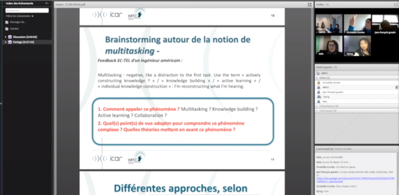 Figure 14 : Écran d’une participante in situ via Adobe Connect