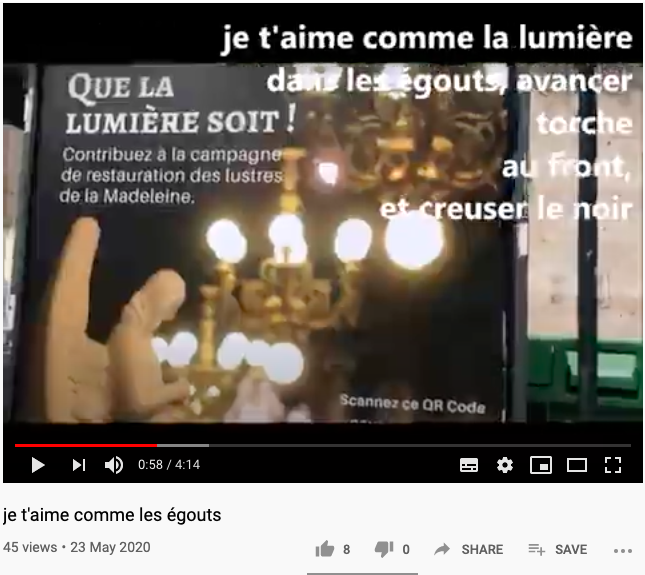 Milène Tournier, « je t’aime comme… », « je t’aime comme les égoûts », 23 mai 2020